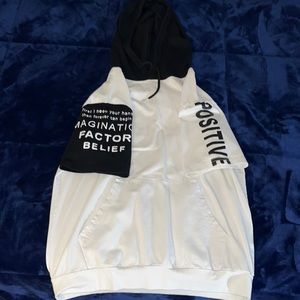 Shein Black n White Short Sleeve Hoddie